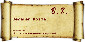 Berauer Kozma névjegykártya